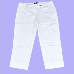 White House Black Market Slim Crop Pants White Stretch Classic Chic